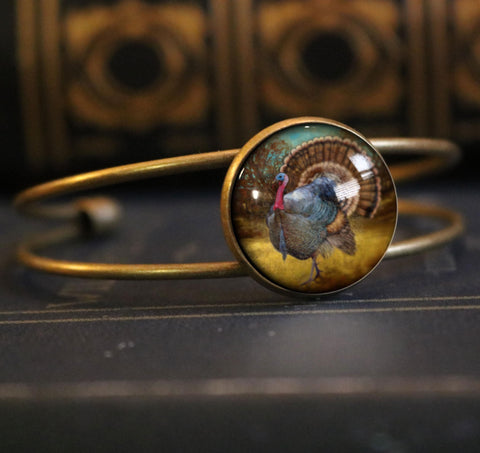 Traditional Turkey Cuff Bracelet / Bangle in Antique Brass