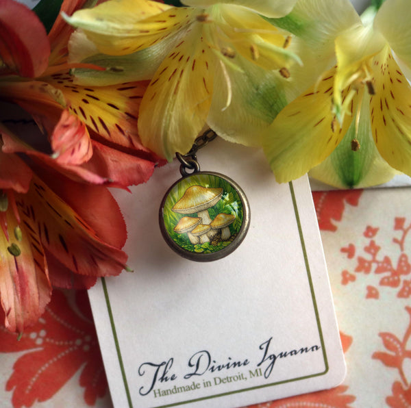 Honey Mushrooms Simple Reversible Pendant Necklace