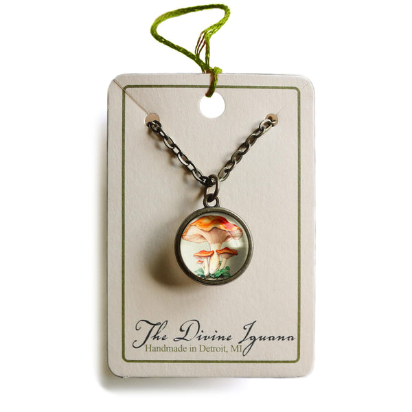 Chantarelle Mushrooms Simple Reversible Pendant Necklace