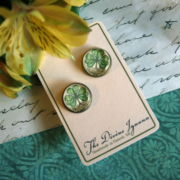 Classic Shamrock St Patrick's Day or Easter Stud Earrings