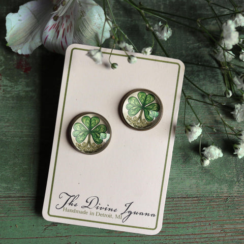 Classic Shamrock St Patrick's Day or Easter Stud Earrings