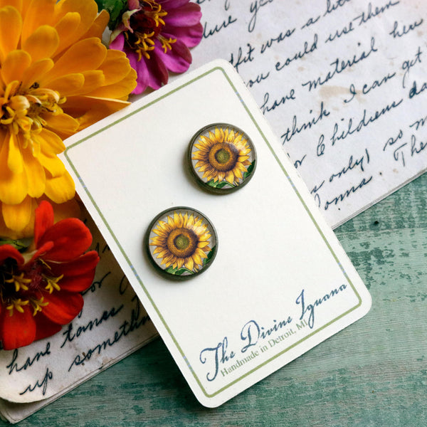 Sunflower Vintage Inspired Stud Earrings