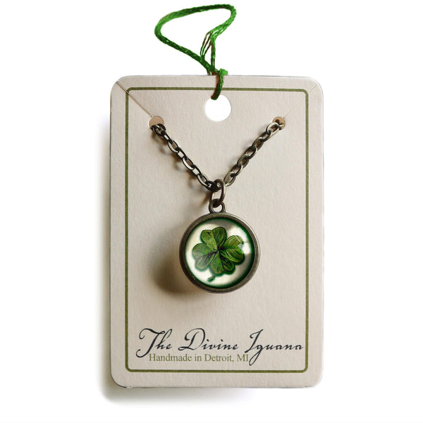 Four Leaf Clover Simple Reversible Pendant Necklace