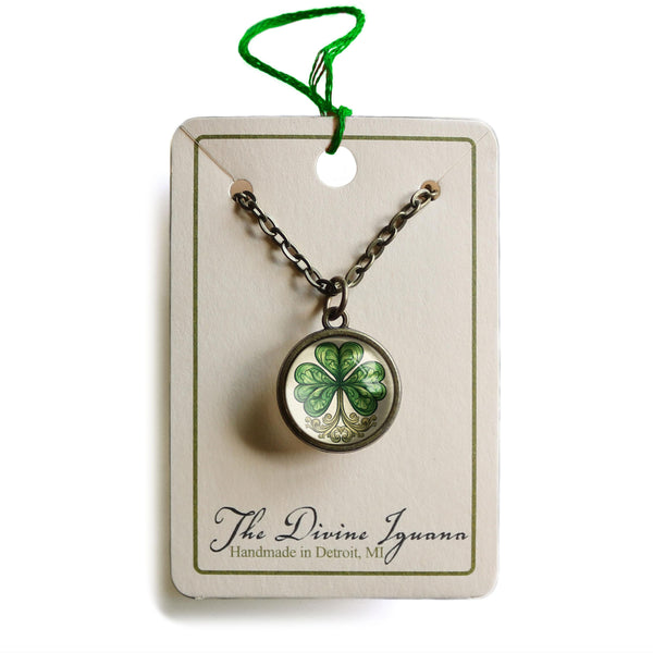 Classic Shamrock Simple Reversible Pendant Necklace