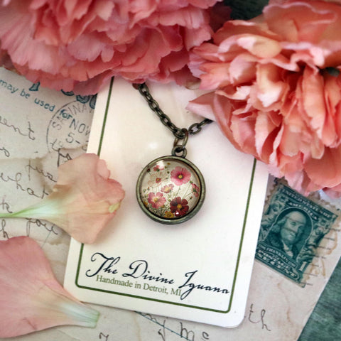 Cosmo Flowers Simple Reversible Cottagecore Pendant Necklace