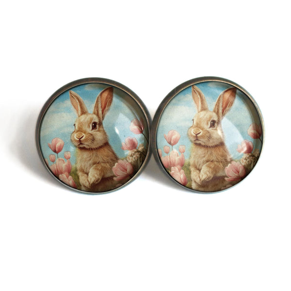 Victorian Easter Bunny Stud Earrings