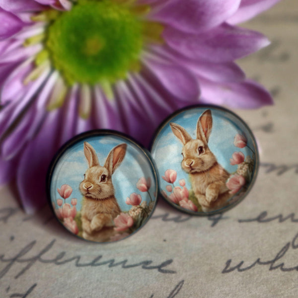 Victorian Easter Bunny Stud Earrings