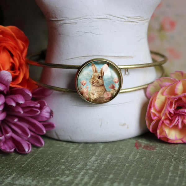 Victorian Easter Bunny Cuff Bracelet