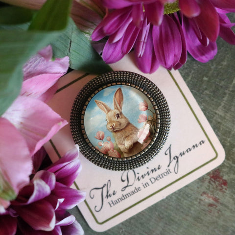 Victorian Easter Bunny Vintage Inspired Pin Brooch