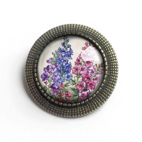 Delphinium or Larkspur Flower Vintage Inspired Pin Brooch