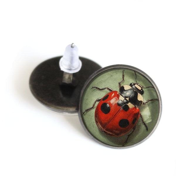 Ladybug Beetle Vintage Inspired Stud Earrings