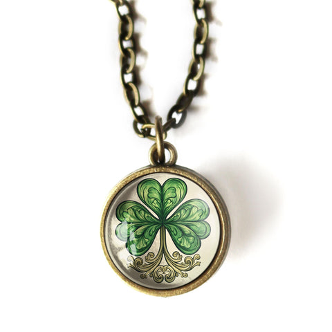 Classic Shamrock Simple Reversible Pendant Necklace