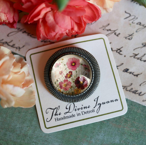 Cosmo Flower Vintage Inspired Pin Brooch