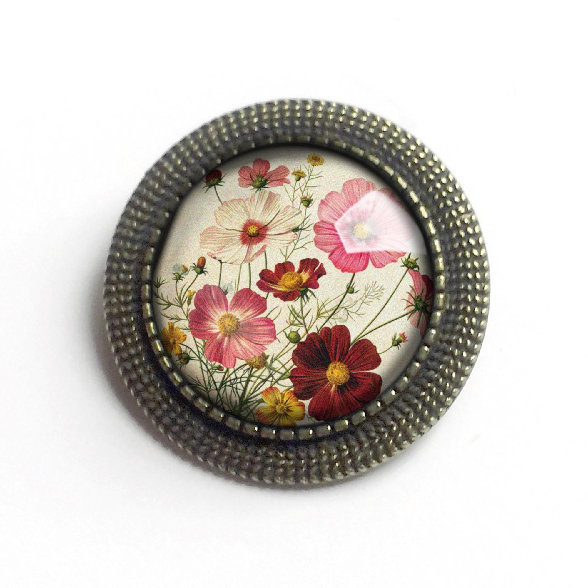 Cosmo Flower Vintage Inspired Pin Brooch