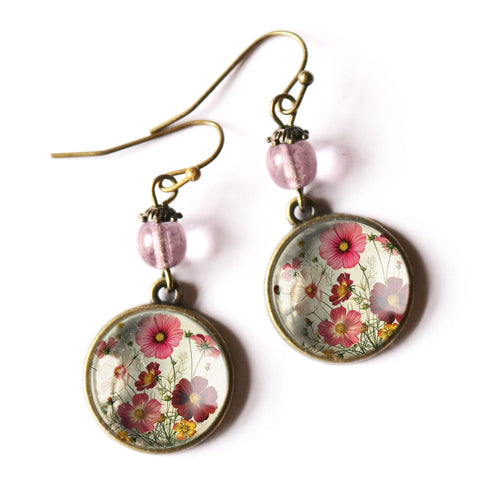 Cosmo Flowers Vintage Inspired Drop / Dangle Earrings
