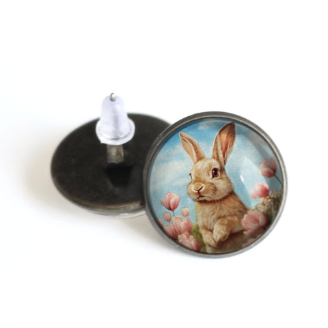 Victorian Easter Bunny Stud Earrings