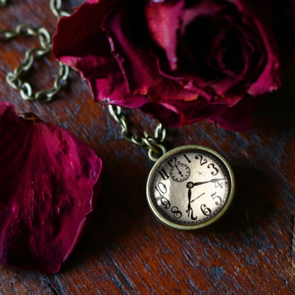 Edwardian Clock Reversible Pendant Necklace
