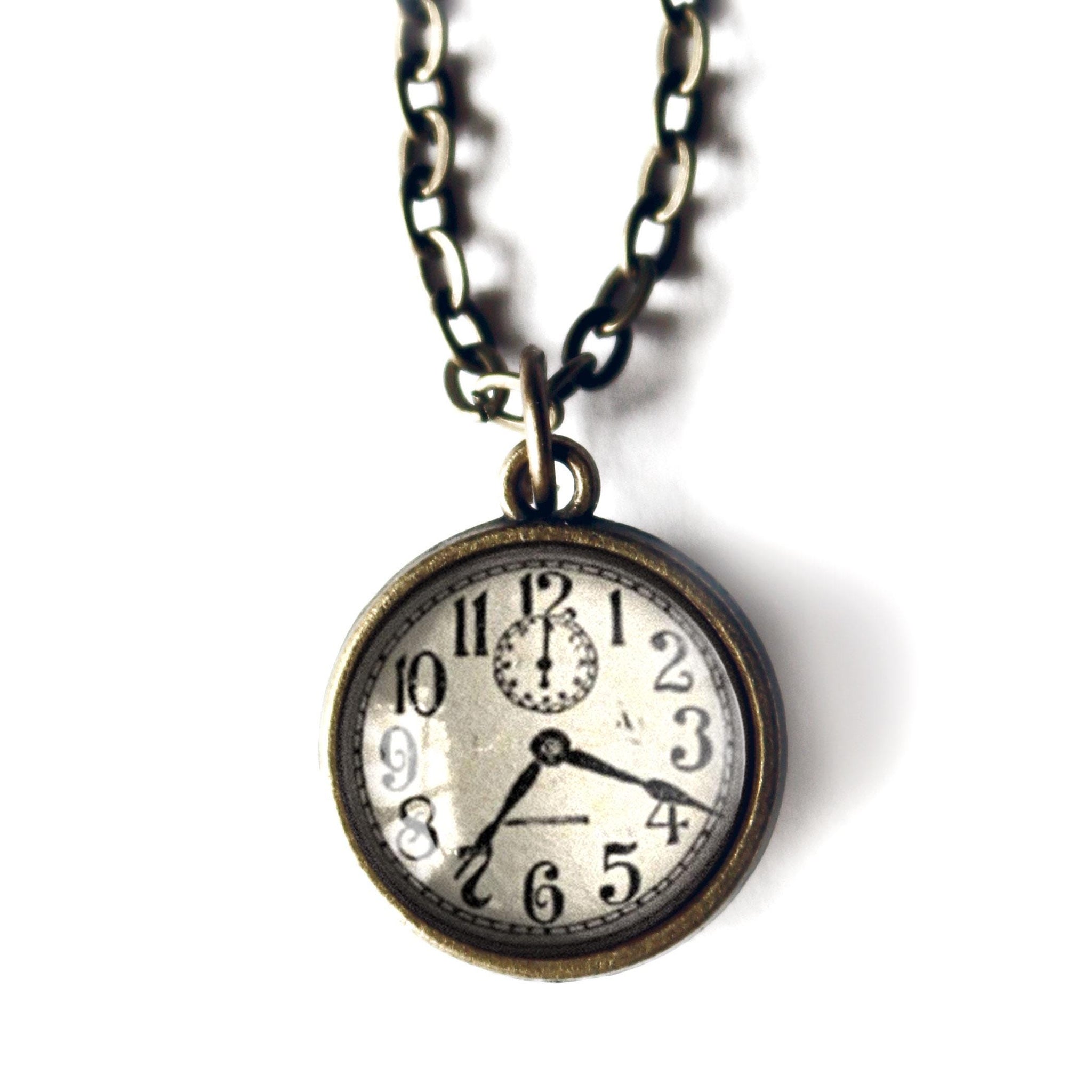 Edwardian Clock Reversible Pendant Necklace