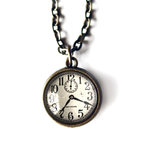 Edwardian Clock Reversible Pendant Necklace