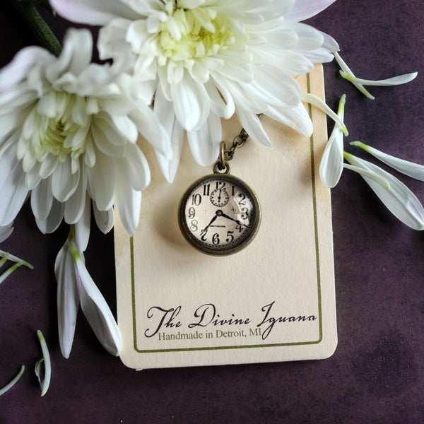 Edwardian Clock Reversible Pendant Necklace