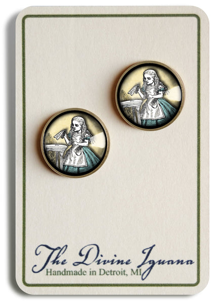 Alice in Wonderland "Drink Me" Potion Vintage Inspired Stud Earrings