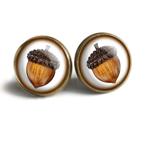 Mighty Acorn Thanksgiving / Fall Vintage Inspired Stud Earrings