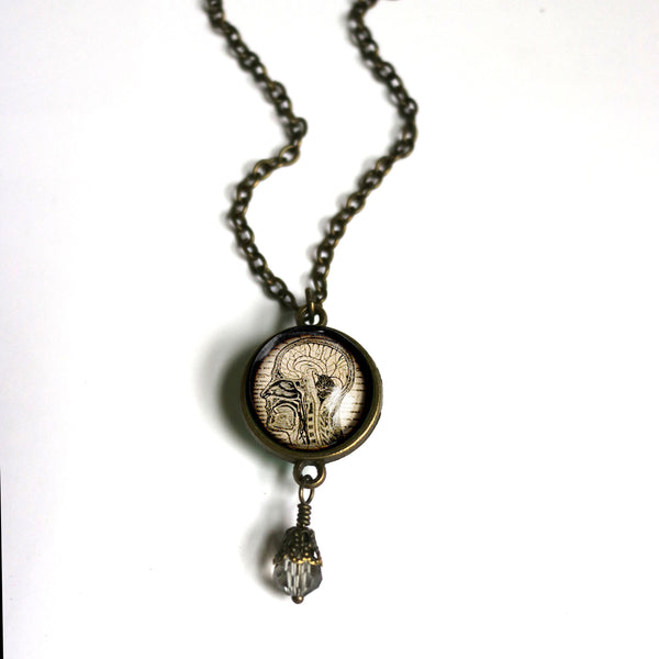 Human Nervous System Reversible Pendant Necklace with Bead Accent