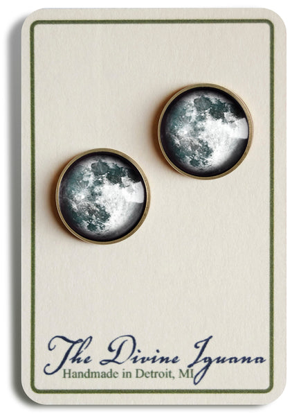 Blue Full Moon Vintage Inspired Stud Earrings