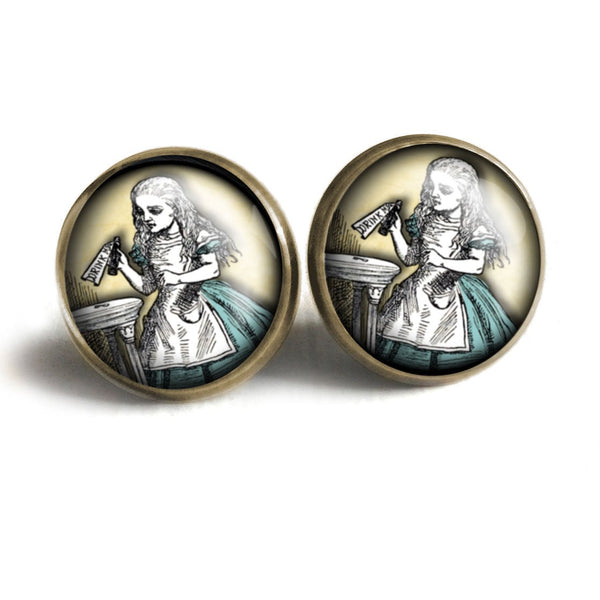 Alice in Wonderland "Drink Me" Potion Vintage Inspired Stud Earrings