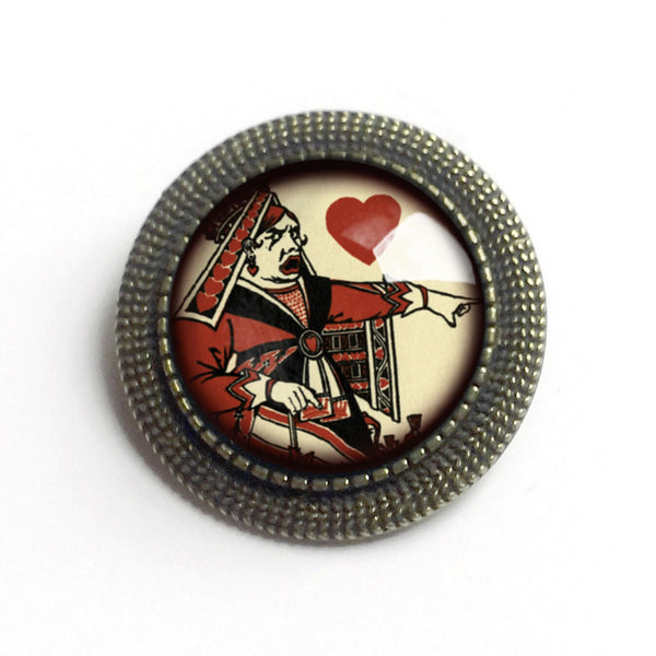 CLEARANCE - Alice in Wonderland Red Queen of Hearts Vintage Inspired Pin Brooch