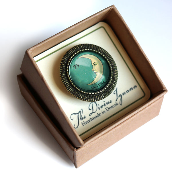 La Luna Moon Loteria Themed Vintage Inspired Pin Brooch