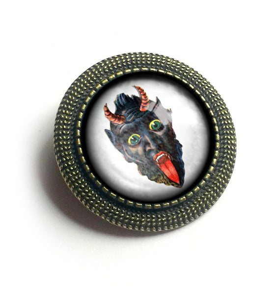 Krampus the Christmas Demon Vintage Inspired Pin Brooch