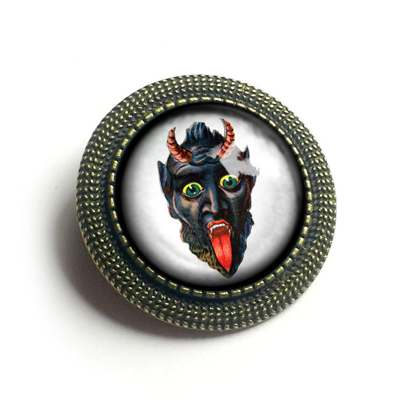 Krampus the Christmas Demon Vintage Inspired Pin Brooch