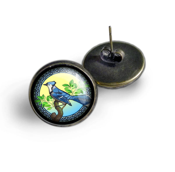 Blue Jay Vintage Inspired Stud Earrings