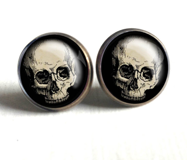 Anatomical Skull Vintage Inspired Stud Earrings