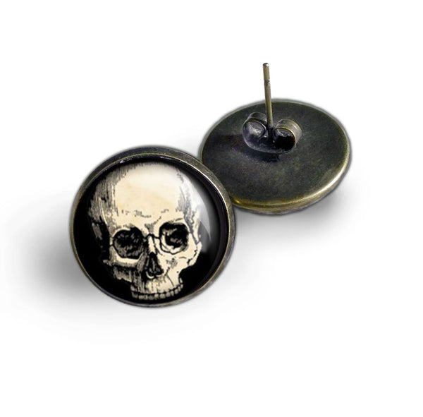 Anatomical Skull Vintage Inspired Stud Earrings