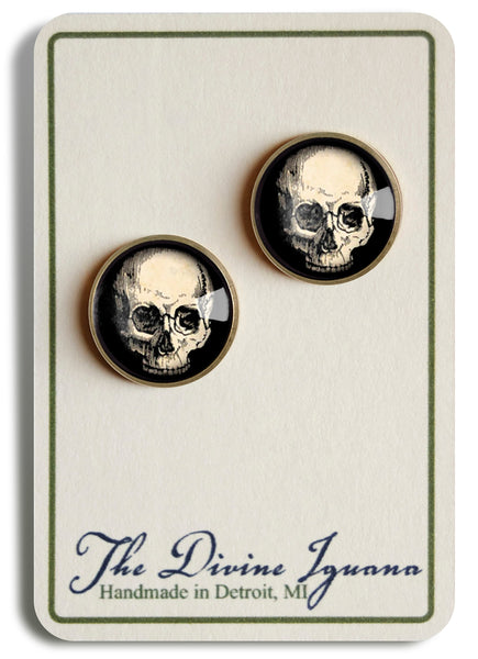 Anatomical Skull Vintage Inspired Stud Earrings