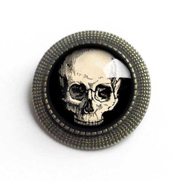 Human Skull Vintage Inspired Pin Brooch