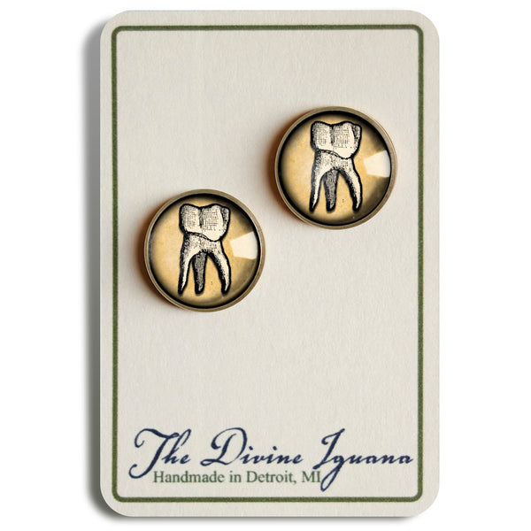 Human Tooth Vintage Inspired Stud Earrings