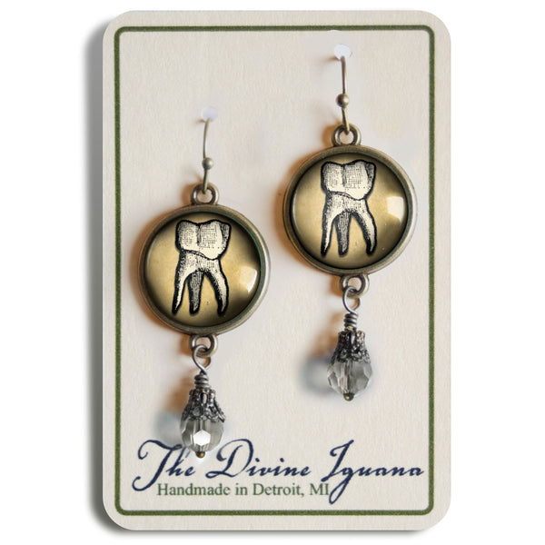 Human Tooth Vintage Inspired Drop / Dangle Earrings