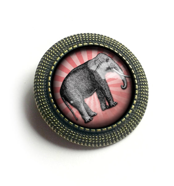 Pink Elephant Vintage Inspired Pin Brooch