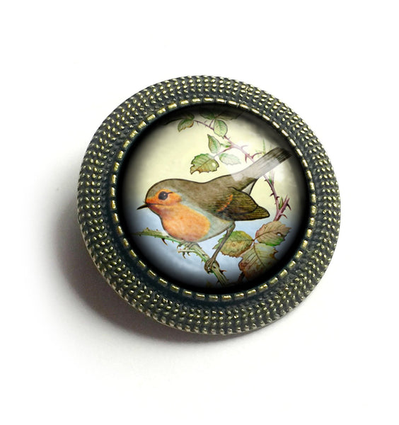 Spring Robin Vintage Inspired Pin Brooch