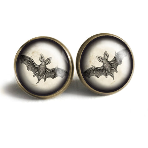 Victorian Bat Goth or Halloween Vintage Inspired Stud Earrings