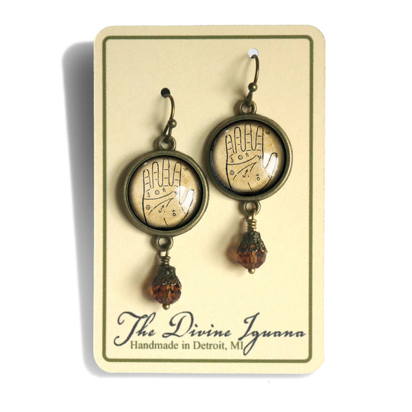 Ancient Plamistry Chart Vintage Inspired Drop / Dangle Earrings