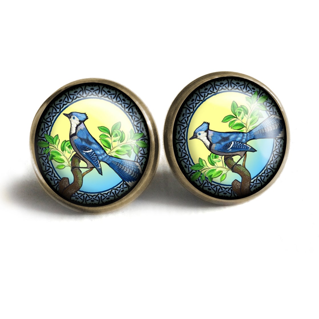 Blue Jay Vintage Inspired Stud Earrings