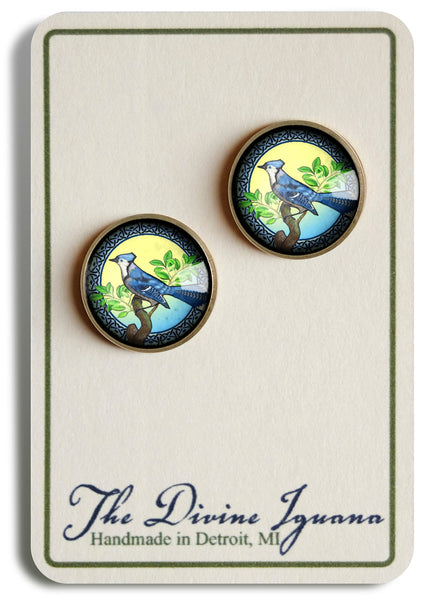 Blue Jay Vintage Inspired Stud Earrings