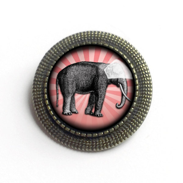 Pink Elephant Vintage Inspired Pin Brooch