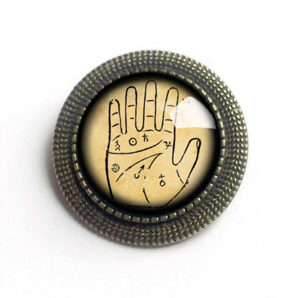 Ancient Palmistry Chart Vintage Inspired Pin Brooch