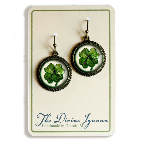 Four-Leafed Clover or Shamrock for St Patrick's Day Earrings