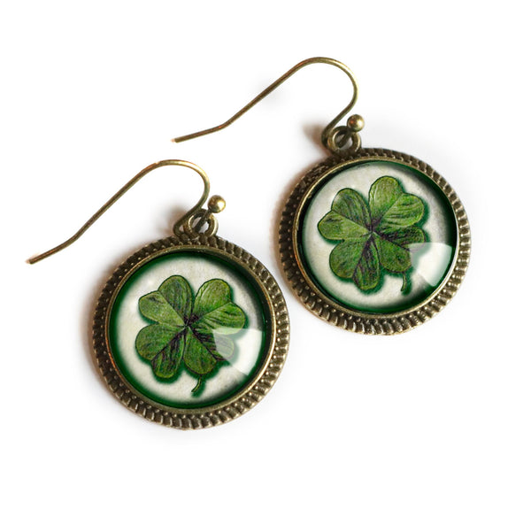 Four-Leafed Clover or Shamrock for St Patrick's Day Earrings